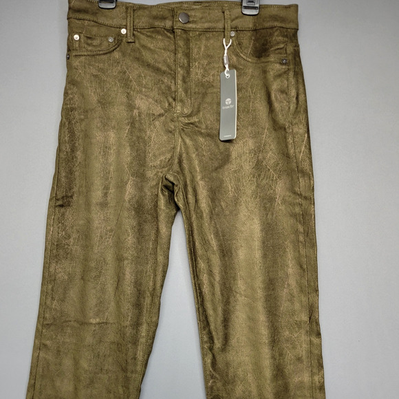 Tractr Pants Womens 6 Green Metallic Core Skinny Mid Rise Stretch Glam Rock Bold - Picture 5 of 16